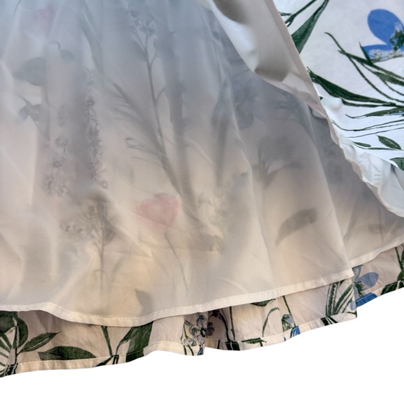 Sugarlips Dress Womens S Ivory Floral Babydoll Mini Ruffle V-Neck Split Spring - Picture 6 of 10